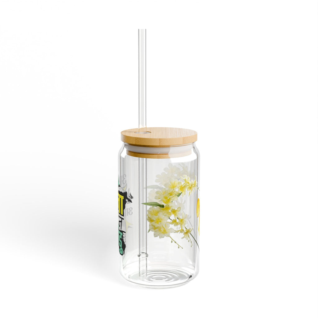 Stylish Sipper Glass, Eco-Friendly Drinkware, Perfect for Parties, Home Decor, and Gift Giving, 16oz Glass Jar with Straw