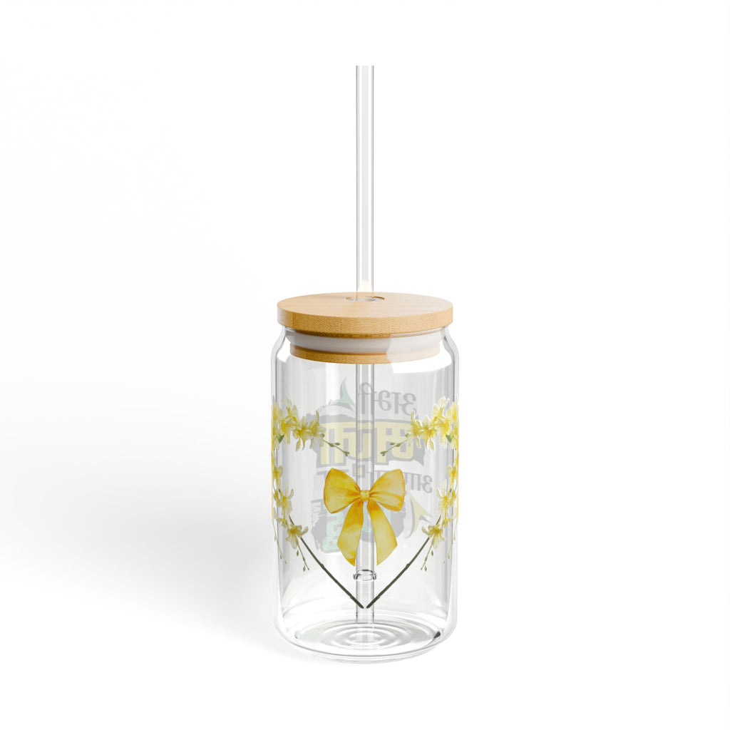 Stylish Sipper Glass, Eco-Friendly Drinkware, Perfect for Parties, Home Decor, and Gift Giving, 16oz Glass Jar with Straw